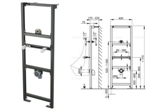 Рама для писсуара (высота монтажа 1,2 м), Alcaplast