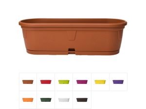 Ящик балконный для цветов Gerber (Гербера) 35×12,5 см с поддоном, DRINA