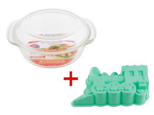 Кастрюля из жаропрочного стекла, 2.0 л, с крышкой + Форма для выпечки, силиконовая, PERFECTO LINEA
