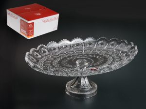 Блюдо стеклянное на ножке, овальное, 360х230 мм, Мэй-жи (Mey-ji), SAKURA