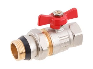 Кран шаровый 3/4″ нар.-вн. бабочка (со сгоном) PN40, AV Engineering