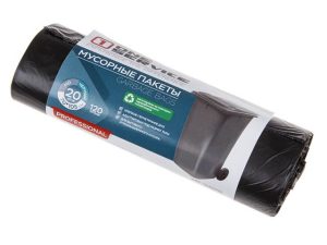 Пакеты для мусора Standard, 120 л, 20 шт, черные, ONE service