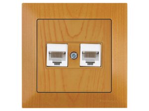 Розетка компьютерная 2xRJ45 (Cat5e, скрытая) дуб, DARIA, MUTLUSAN