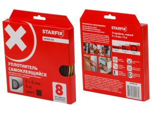 Уплотнитель «D» черный  9х8мм 6м (сдвоенный профиль 2х3м) STARFIX
