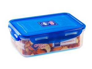 Контейнер пласт.прямоуг. 1,1л прозр.дно/цв.крышка, Good&Good