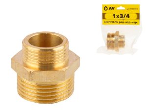 Ниппель ред. 1″ нар. х 3/4″ нар., AV Engineering (инд. упак.)