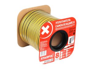 Уплотнитель «E» черный 10х4мм 150м (сдвоенный профиль 2х75м) STARFIX