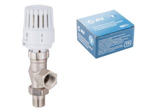 Кран вентильный осевой 1/2″ вн.-нар. для радиатора с термоголовой, AV Engineering
