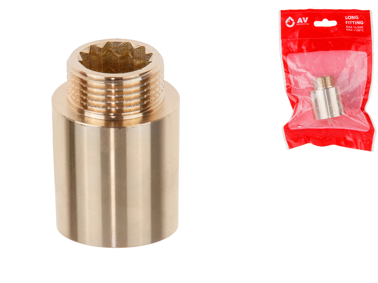 Удлинитель 3/4″ вн.-нар. х 30 мм, AV Engineering (инд. упак.)