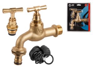 Кран водоразборный 1/2″ нар. настенный со штуцером, AV Engineering