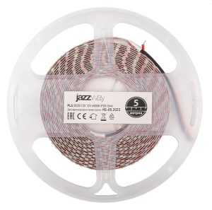 Лента светодиодная PLS-2835/120 (12.0 Вт/м, 960 Лм/м, 6500К, IP20, 12В (5 м в уп.) JAZZWAY
