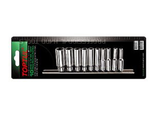 Набор головок 1/4″ дюймовые 3/16″-9/16″ 12гр. 10шт на подвесе TOPTUL