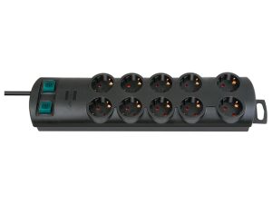 Удлинитель 2м (10роз., 3.3кВт, с/з, выкл., ПВС) черный Brennenstuhl Primera-Line
