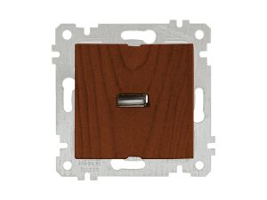 Розетка 1-ая USB (скрытая, без рамки) орех, RITA, MUTLUSAN