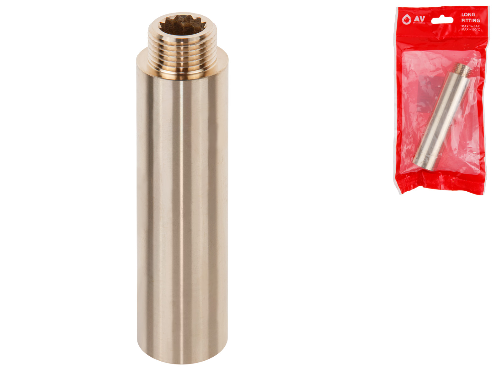 Удлинитель 1/2″ вн.-нар. х 100 мм, AV Engineering (инд. упак.)