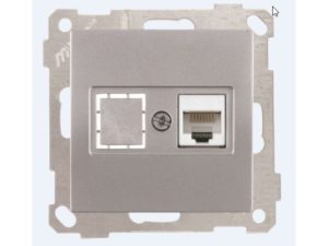 Розетка компьютерная 1xRJ45 (Cat5e, скрытая, без рамки) серебро, DARIA, MUTLUSAN
