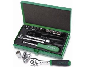 Набор головок 1/4″ 4-13мм 17предм. 6гр. метал.кейс TOPTUL