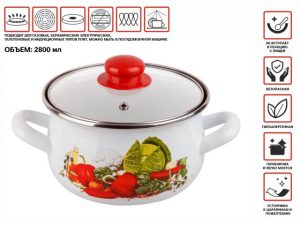 Кастрюля стальная эмалированная, 2.8 л, серия Урожай, PERFECTO LINEA
