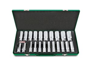 Набор головок 1/2″ глубокие 8-32мм 22предм. 6гр. метал.кейс TOPTUL