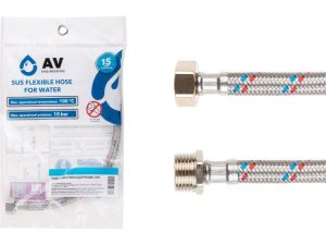 Подводка гибкая, SUS, гайка 1/2″ — штуцер 1/2″ 80см AV Engineering