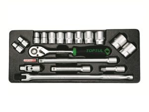 Набор-сет головок 1/2″ 18предм. 6гр. 434х176мм TOPTUL