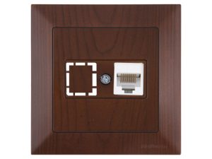 Розетка компьютерная 1xRJ45 (Cat5e, скрытая) орех, DARIA, MUTLUSAN