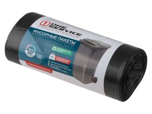 Пакеты для мусора Standard, 120 л, 20 шт, черные, ONE service