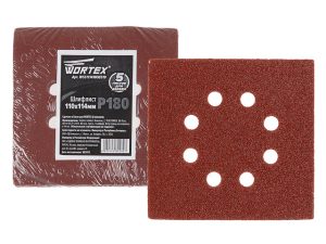 Шлифлист 110х114мм Р180 д/дерева самосцепл. 8 отв. WORTEX