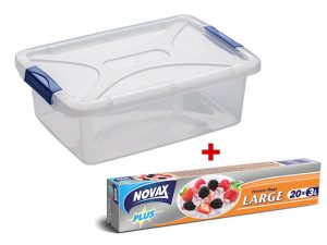 Ящик для хранения 28х40х13,5 см, 10 л, DRINA + Пакеты для заморозки 3л 20 шт NV Plus