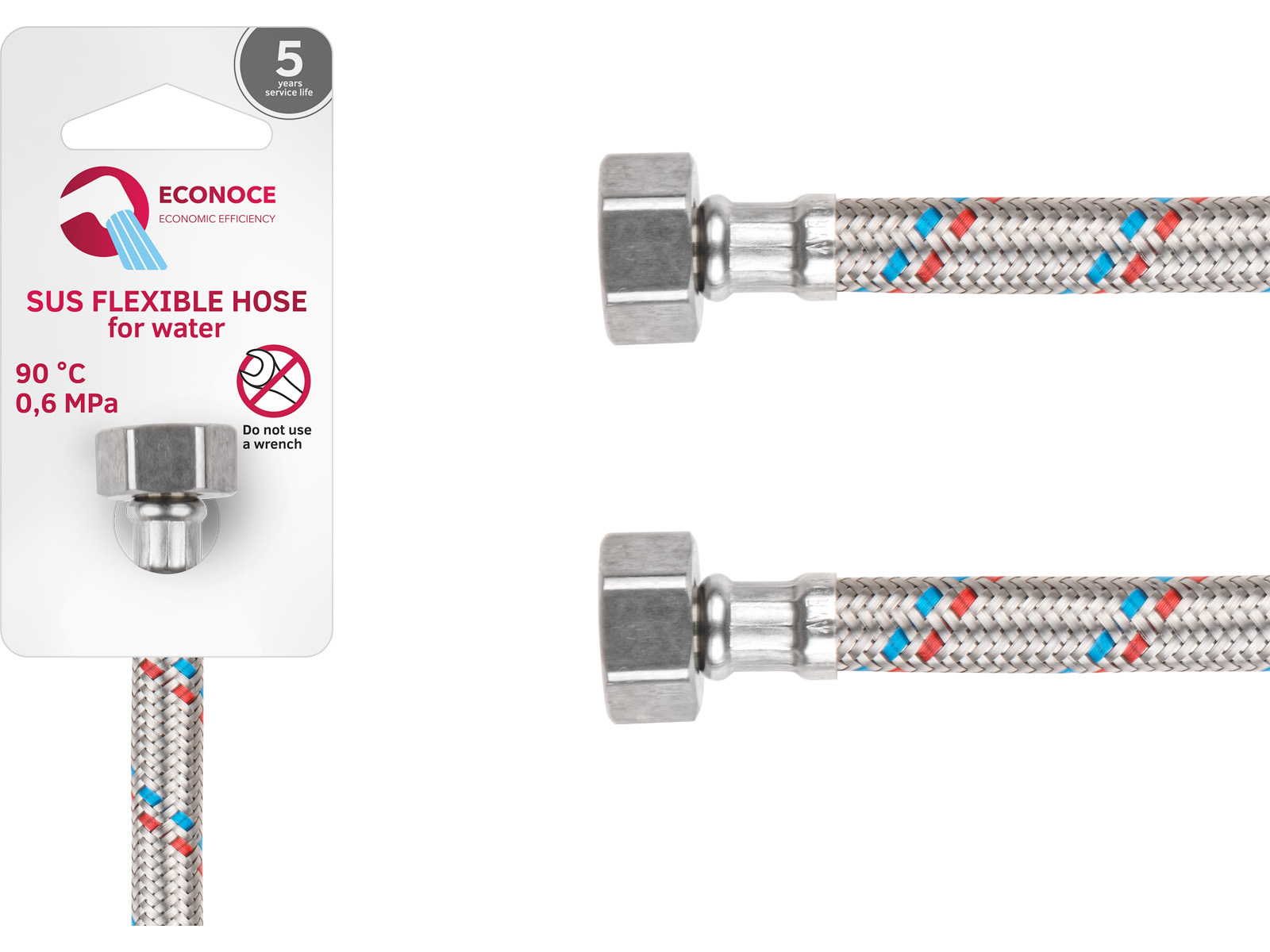 Подводка гибкая, SUS, гайка 1/2″ — гайка 1/2″ 50см ECONOCE