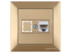 Розетка компьютерная 1xRJ45 (Cat5e, скрытая) золото, DARIA, MUTLUSAN