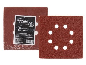 Шлифлист 110х114мм Р80 д/дерева самосцепл. 8 отв. WORTEX
