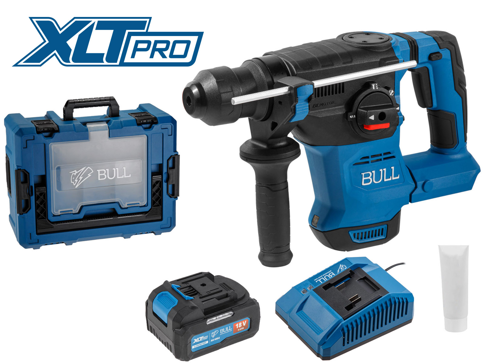 Аккум. перфоратор BULL CBH 1826 Xcase, XLTpro, БЕСЩЕТ., 18 В, 2.6 Дж, 26 мм, 1×4 А*ч, з/у