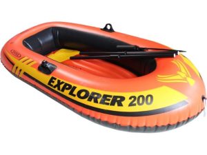 Надувная лодка двухместная Explorer 200, 185х94х41 см + весла пластик.122 см, насос ручной, INTEX