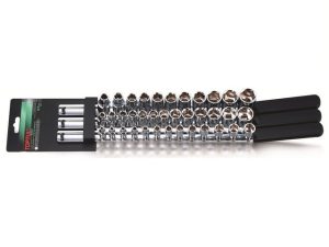 Набор головок 1/4″, 3/8″, 1/2″ 4-22мм 6гр. 37предм. на подвесе TOPTUL