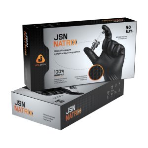 Перчатки нитриловые, р-р 9/L, черные, уп. 25 пар,  JetaSafety