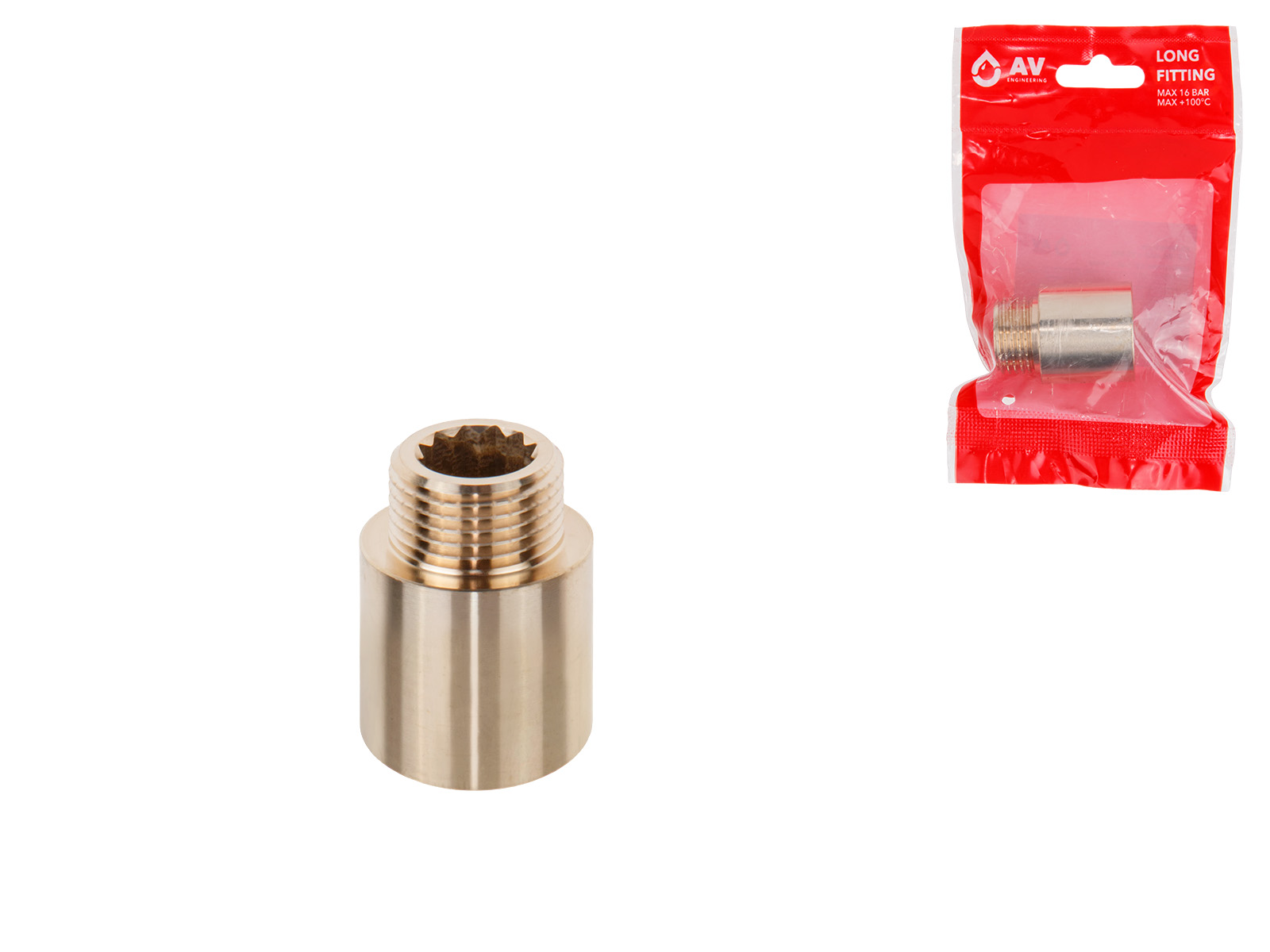 Удлинитель 1/2″ вн.-нар. х 25 мм, AV Engineering (инд. упак.)