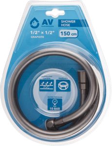 Шланг душевой, PVC, 1/2″ г-г 150 см, графит, AV Engineering