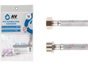 Подводка гибкая, ПВХ, гайка 1/2″ — штуцер 1/2″ 100см AV Engineering