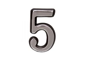 Цифра дверная АЛЛЮР пластик «5» хром