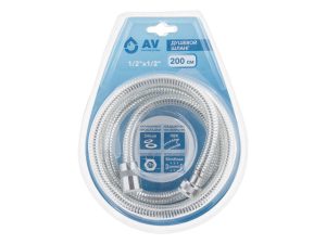 Шланг душевой, PVC, 1/2″ г-г 200 см, хром, AV Engineering