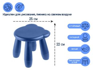 Детский табурет «Мишка», синий, серия KIDS, PERFECTO LINEA