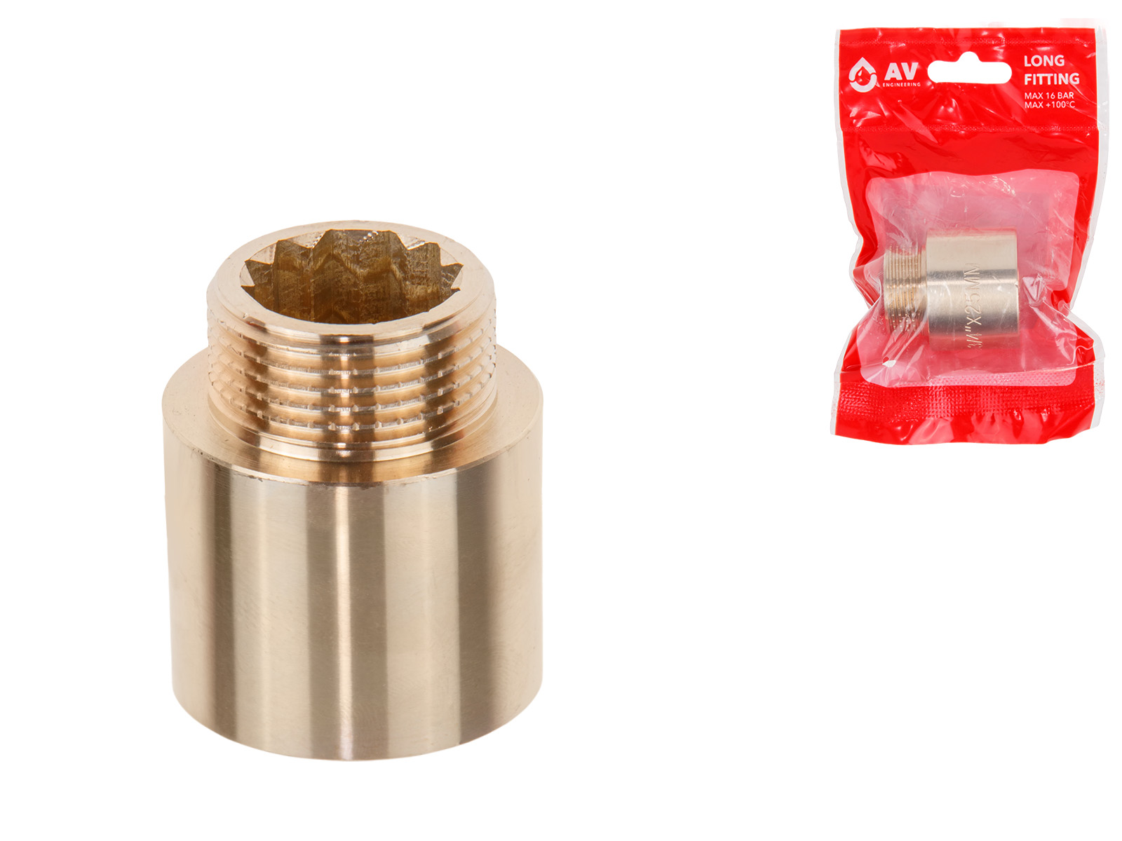 Удлинитель 3/4″ вн.-нар. х 25 мм, AV Engineering (инд. упак.)