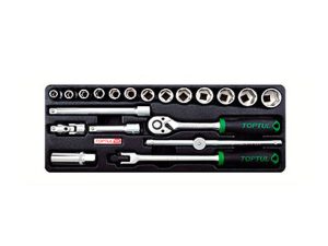 Набор-сет головок 3/8″ 20предм. 6гр. 136х364мм TOPTUL