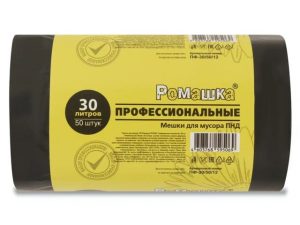 Мешки для мусора, 30 л, 50 шт, «Профессиональные», черные, РОМАШКА