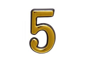 Цифра дверная АЛЛЮР пластик «5» золото