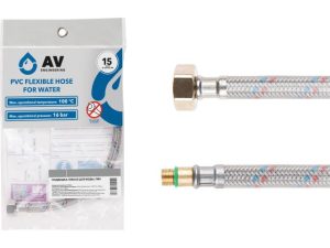 Подводка гибкая, ПВХ, иголка м10 короткая — гайка 1/2″ 80 см AV Engineering