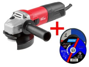 Одноручная углошлифмашина WORTEX AG 1210-1 в кор. + АКЦИЯ! (1 отр. и 1 лепест. круг в подарок!)