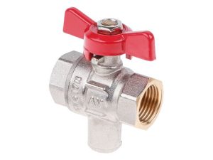 Кран шаровый 1/2″ вн.-вн. бабочка, под датчик температуры PN40, AV Engineering