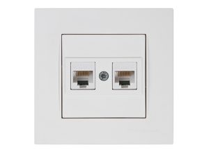 Розетка компьютерная 2xRJ45 (Cat5e, скрытая) белая, RITA, MUTLUSAN